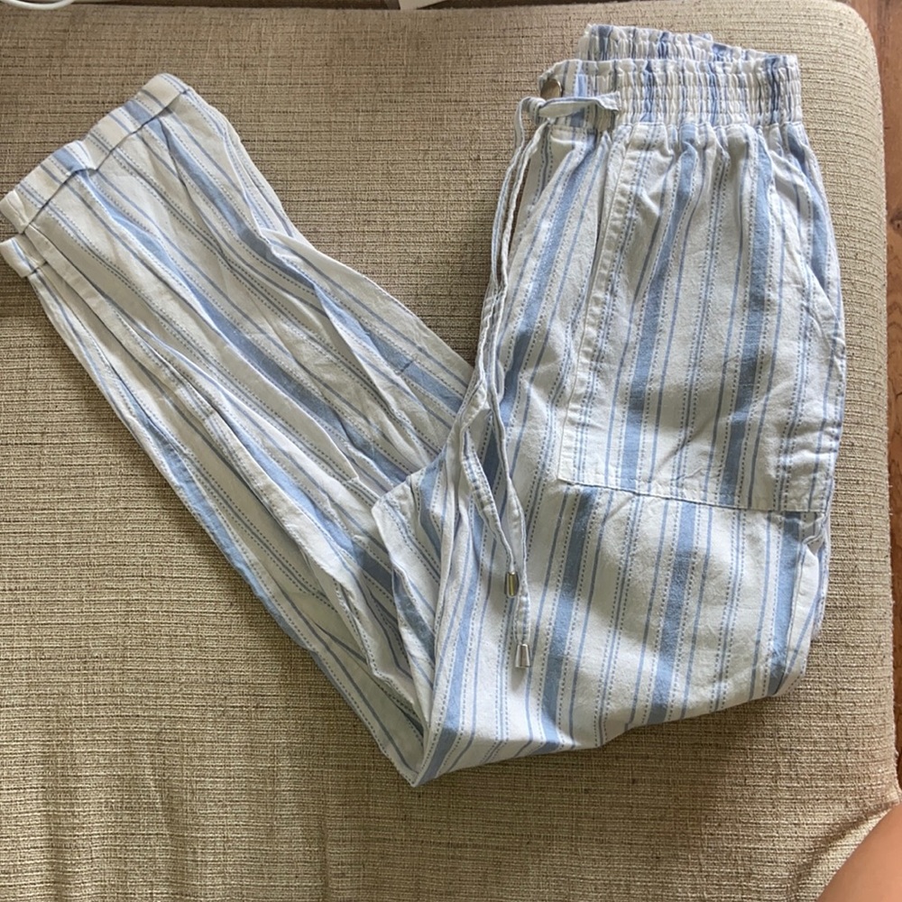 Blue and white stripped jumper pants